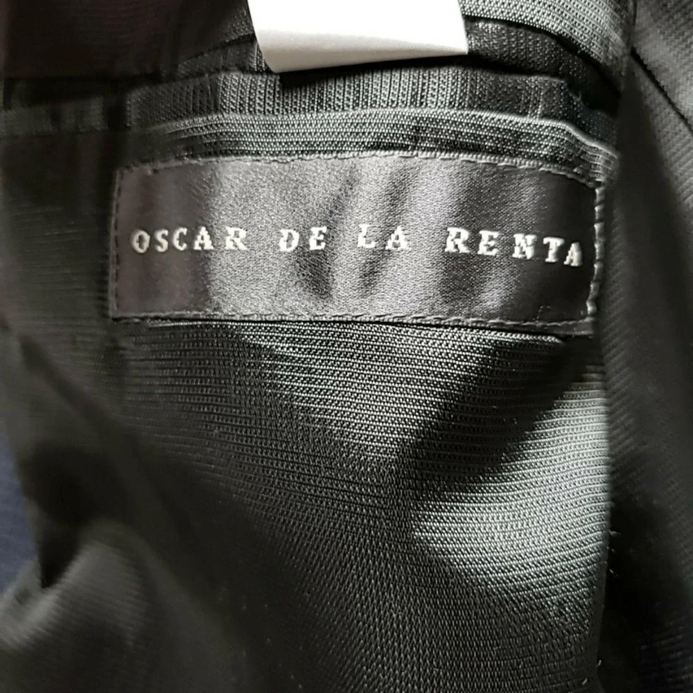 Oscar De La Renta Suit Jacket Mens 44R Gray Wool 3 Button Notch Lapel Dress